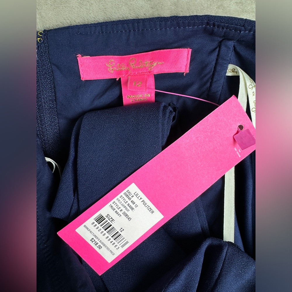 NWT Lilly Pulitzer Size 12 Strapless Jumpsuit Wide Leg Kylo Navy Crepe Corset - Picture 4 of 12